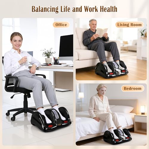 Image of Foot Massager with Heat, Shiatsu Foot Massager for Circulation and Pain Relief and Heat Therapy, Ankle, Calves and Feet Massage with Deep Kneading Rolling, Gifts for Women Men Mother Father, Black