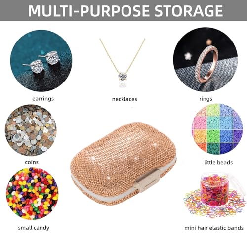 Image of Cute Pill Organizer Small Bling Pill Case for Purse Medicine Vitamin Container Holder Daily Pill Box Container for Women Travel Medicine Kit(Peach)
