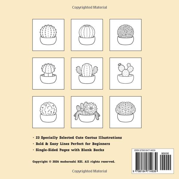 Bold & Easy Cute Cacti Coloring Book: Simple and Big Cactus Coloring Pages for Kids, Toddlers, and Seniors: Large Print Kawaii Desert Plants for Relaxation and Creative Fun image 3