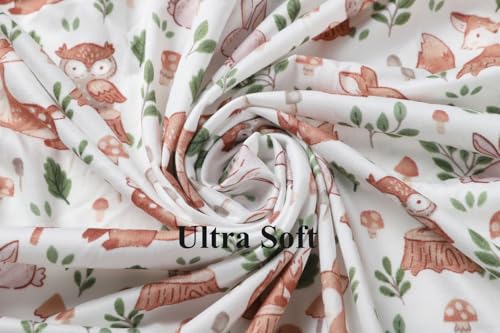 Image of Stretchy Fitted Crib Sheets Set 2 Pack Portable Crib Mattress Topper for Baby Girl Boy,Ultra Soft Jersey Material, Brown & Fox