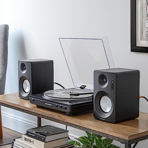 Image of Crosley KT400A-BK Fully Automatic Bluetooth 2-Speed Turntable Record Player with S100A Stereo Speakers, Black