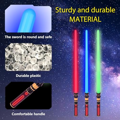 YukiHalu 3-Pack Light Up LED Saber, Light Swords with FX Sound and Realistic Handle, Expandable Sabre for Halloween Dress Up Parties Birthday Christmas Galaxy War Fighters by YukiHalu - Image 7