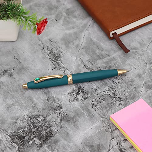 Image of Personalised Metal Pen with Name, Logo, Pack of 1 (Green Stone)