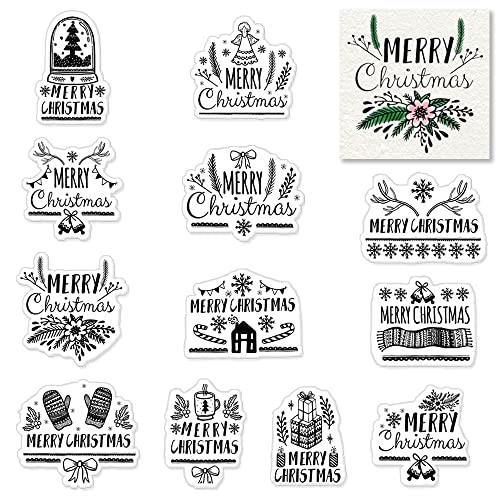 Christmas Words Clear Stamps for Card Making Decoration and Scrapbooking Supplies Xmas Theme Blessing Words Transparent Rubber Stamps with Sentiment for Paper Card Photo Album Crafting Supplies