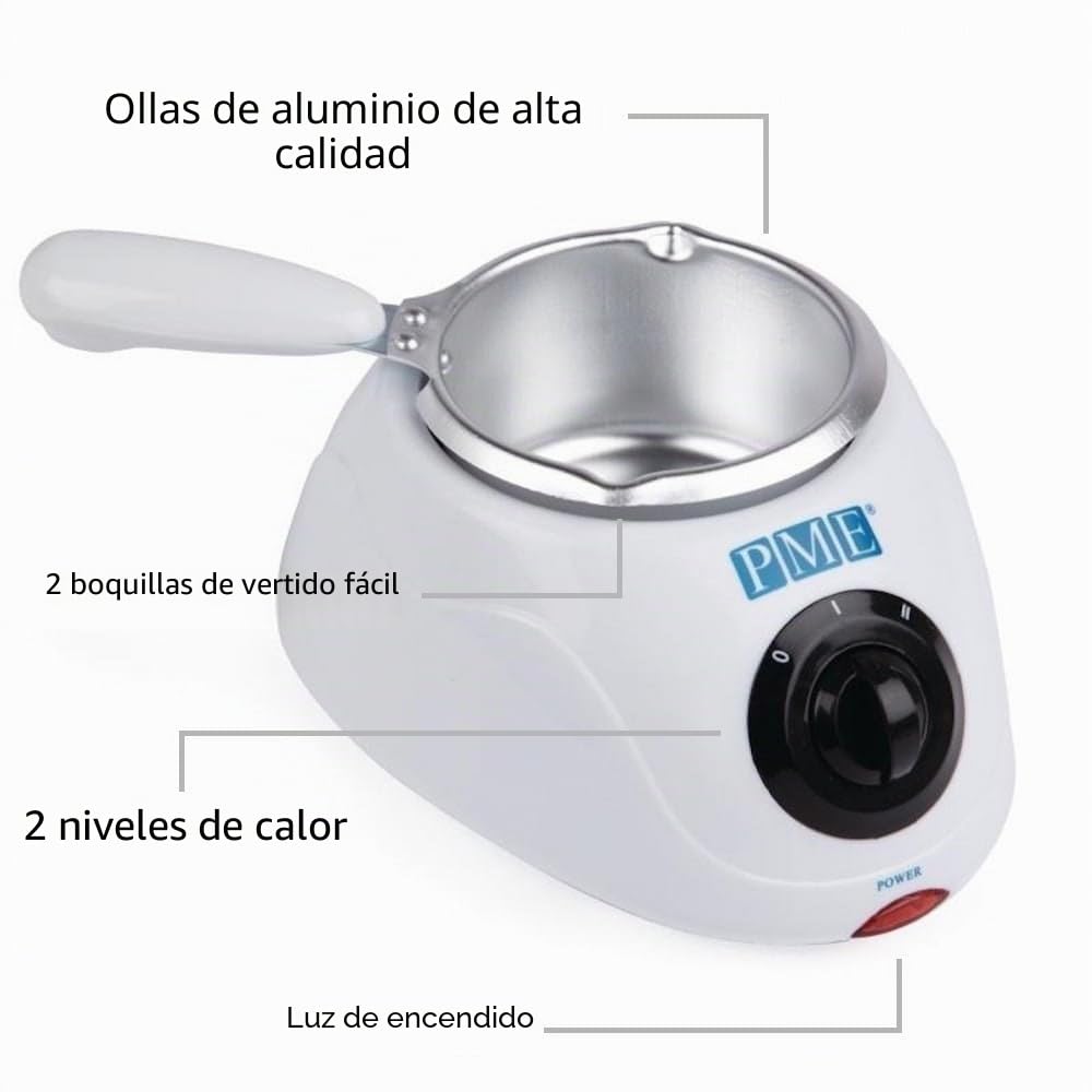 PME - Crisol eléctrico para chocolate con 3 tarros incluidos - Enchufe inglés