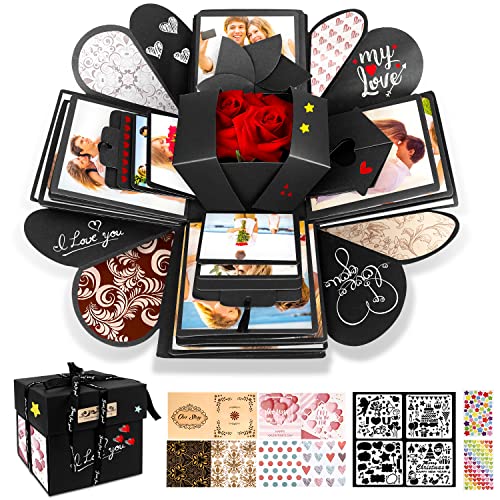Boite Surprise, Familybox Surprise Explosion DIY Mémoire Box, Scrapbooking Album Photo Coffret Cadeau Anniversaire Mariage Saint Valentin 4 Tetrahedron Cover