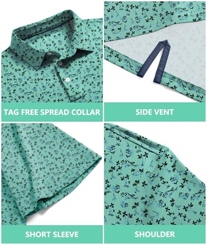 Mens Polo Shirts Short Sleeve Printed Quick‑Dry Golf Tops - image 5