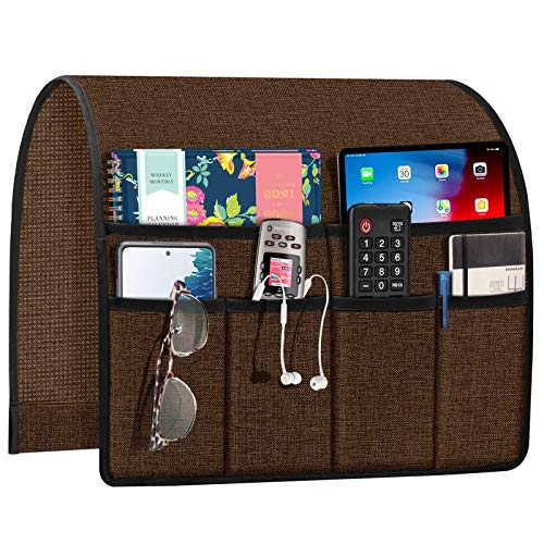 Joywell Armchair Caddy Remote Control Holder for Couch Recliner Armrest Organizer Non Slip Sofa Arm Chair Caddie with 6 Pocket Storage for Magazine, Tablet, Phone, iPad, Brown Joywell Armchair Caddy Remote Control Holder for Couch Recliner Armrest Organizer Non Slip Sofa Arm Chair Caddie with 6 Pocket Storage for Magazine, Tablet, Phone, iPad, Brown