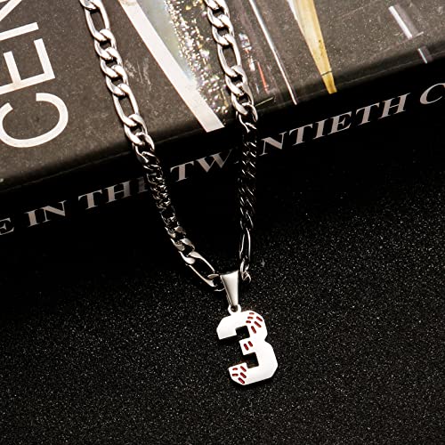 Mimitlty Personalized Jersey Number Necklaces For Mens,Athletes Stainless Steel Sport Number Pendant Chain For Boys Baseball/Softball Team Inspiration Jewelry With Gifts #TOP3