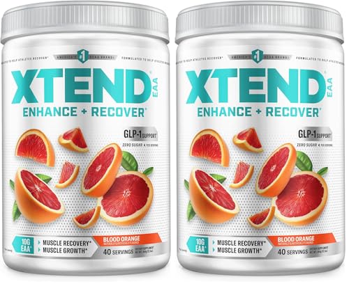 Image of Xtend EAA + BCAA Powder for Muscle Recovery & Lean Muscle Growth, 9 Essential Amino Acids for Intra Workout or Post Workout Recovery, 10g EAAs Per 2 Servings, Blood Orange 40 Servings (Pack of 2)