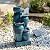Teamson Home 28.74 in. 4-Tier Cascading Bowl Solar-Powered Water Fountain with LED Lights for Gardens, Landscaping, Patios, Balconies, Lawns, Blue