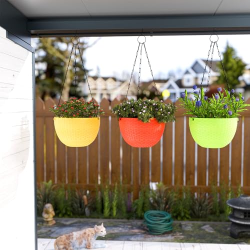 Image of YUCCABE ITALIA SHERA URO-Basket Plastic Flower Pot with Drainage Holes Round Planter Pot Suitable for Inddor Outdoor Kitchen (Multicolor, 6 INCH - 12 Pcs)
