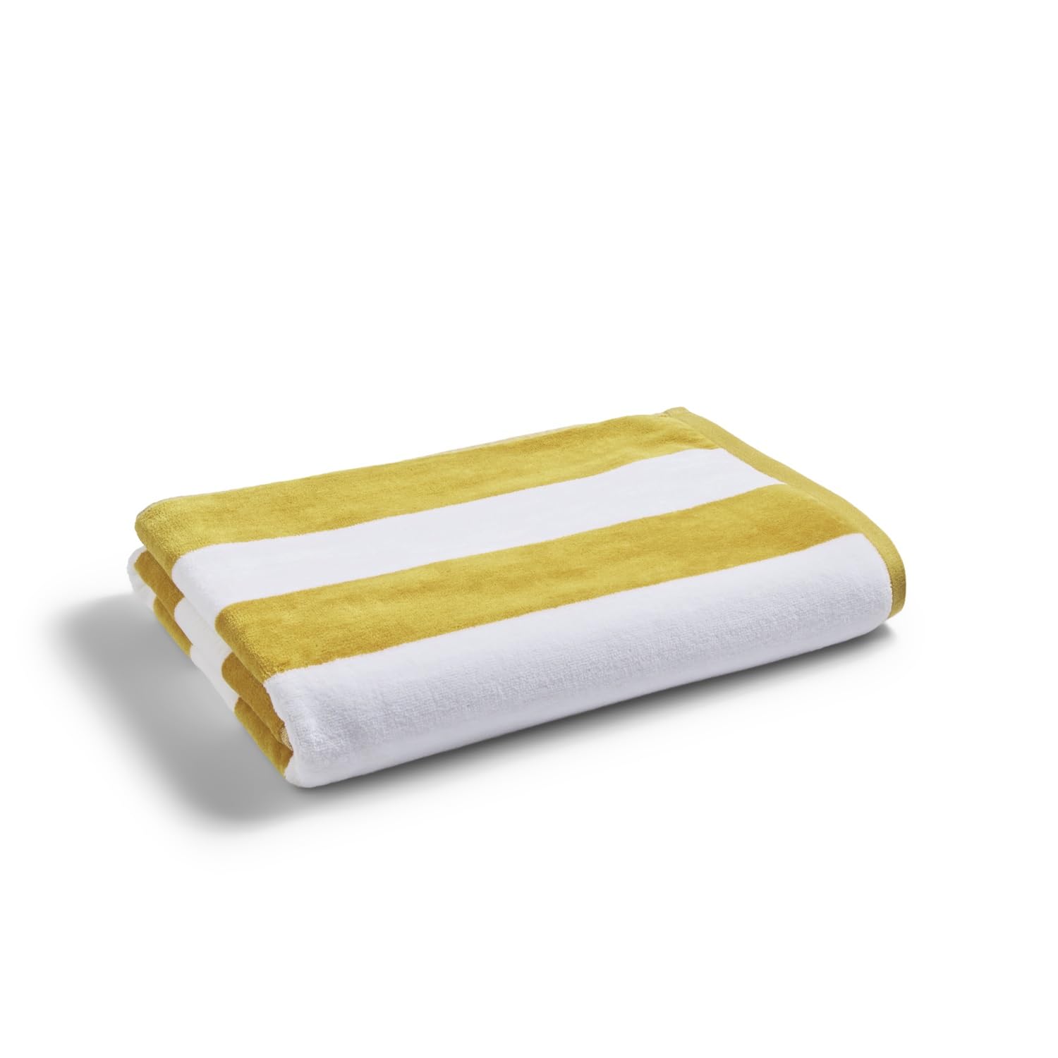 Christy Cabana Stripe Beach Towel | Extra Large | Sand Free | 100% Cotton | Luxury Super Soft Velour Front | Quick Dry Towelling Rear | 100cm x 180cm | Ochre Yellow