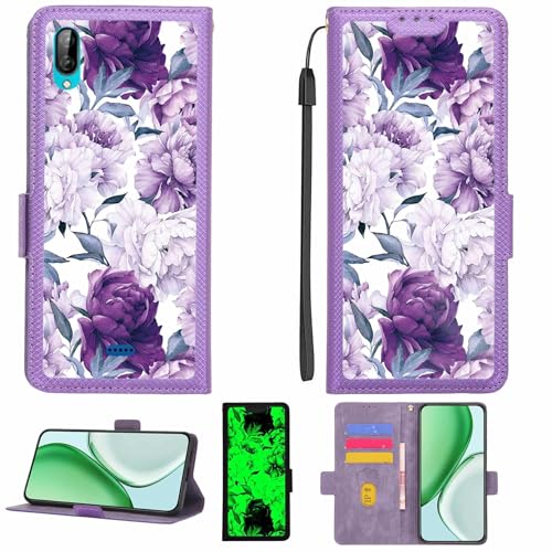 Kinetijy Case Compatible for Mobicell Mx1 Phone Case Flip Cover [with Tempered Glass Screen Protector][RFID Blocking][Luminous Effect] LPT-ZSH