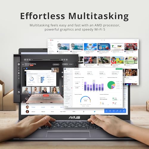 Image of ASUS VivoBook 14 inch FHD Business Laptop, AMD Athlon Gold 3150U, 8GB RAM, 288GB Storage(128GB SSD+160GB Docking Station), AMD Radeon Graphics, Backlit Keyboard, HD Webcam, Wi-Fi 5, Win 11, Slate Gray