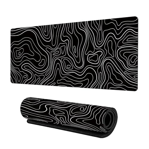 Grand Tapis de Souris pour Bureau,Tapis de Souris de Bureau,Tapis de Clavier à Motif topographique - Tapis de Extra Large, décor de de, Grand de avec Base en...