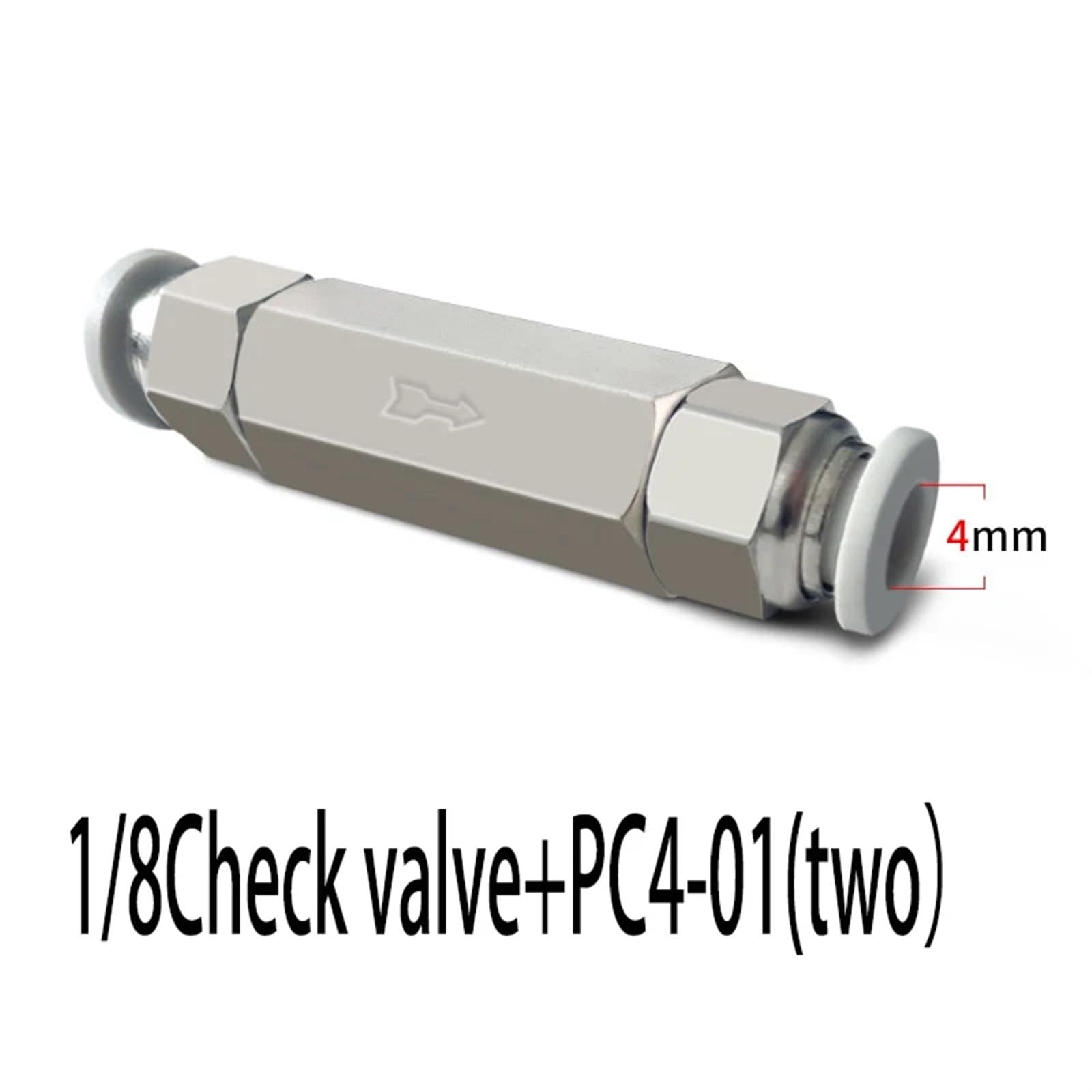 Luft-Rückschlagventil, 6 mm, 8 mm, 10 mm, 1/4 Außendurchmesser, Schlauch, Einwegventil, Luft, Gas, Einweg-Messingventil, Luftkompressor-Anschlussadapter(CV-01BSP 4MM)