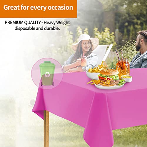 Image of Party Dimensions Pink Disposable Plastic Tablecloth for Rectangle Tables (48 Pack) Premium Decorative Table Cloths for Parties, Events & Weddings, Indoors & Outdoors, 54 x 108 inches