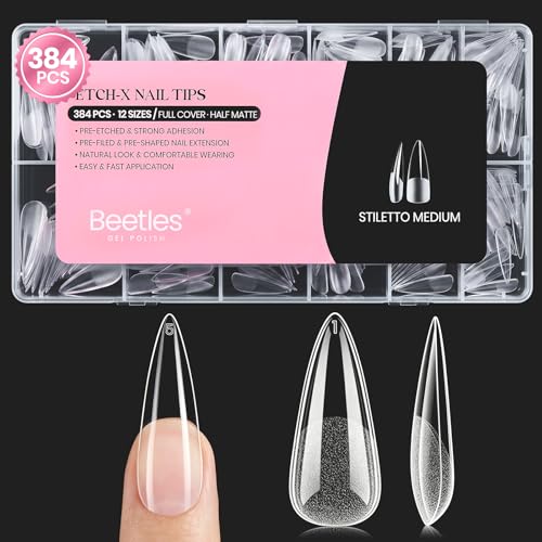 Image of Beetles Gel Nail Tips Etch-X- Stiletto Medium, 384pcs 12 Sizes
