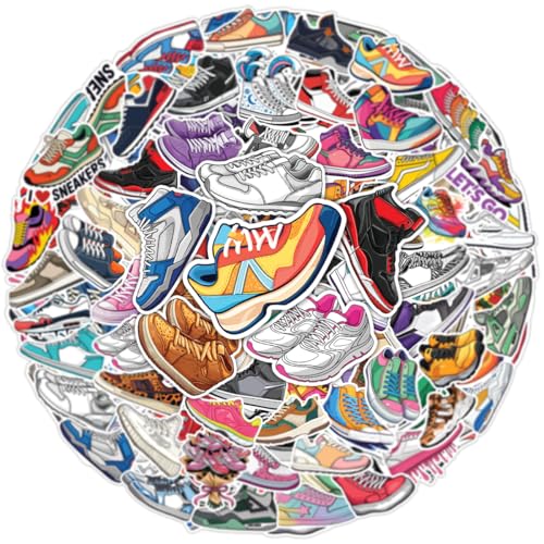 100pcs Sneaker Stickers Colorful Shoe Decals for Sneakerheads Laptop Water Bottle Skateboard Luggage Cool Vinyl Sneaker Sticker Set for Teens & Adults Waterproof Trendy Shoe Lover