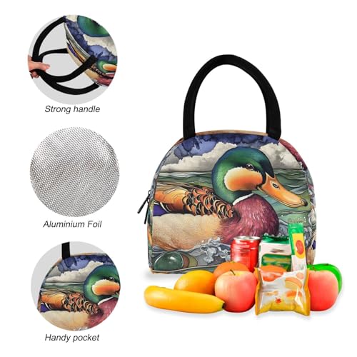 Backpack Lunch Box Set Large Capacity Travel Backpacks and Insulated Lunch Bag for Commute Hiking Picnic Wild Duck Print4
