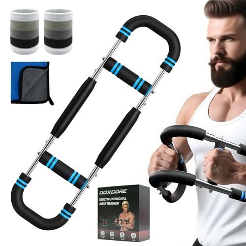 Twister Arm Trainer, 60-110lb Adjustable Resistance Workout Equipment Twister Arm Chest Exerciser Power Twister Bar, Portable Chest Press Machine Detachable Design Fitness for Home & Gym(Blue)