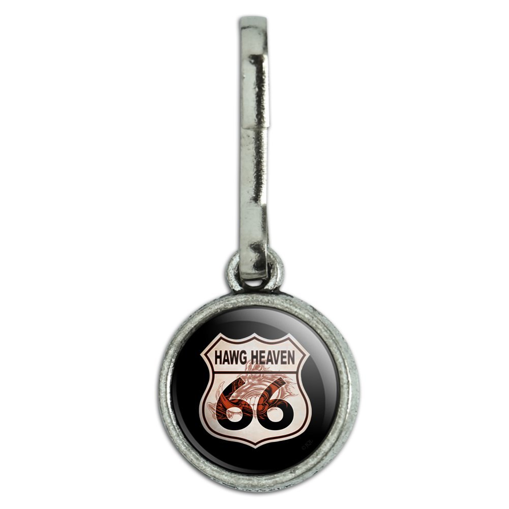 Graphics and More Hawg Heaven Route 66 Highway Hog Biker Motorcycle Antiqued Charm Clothes Purse Suitcase Backpack Zipper Pull Aid