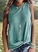 IWOLLENCE Womens Waffle Knit Tunic Casual Blouse Sleeveless Cute Twist Knot Tank Tops Blue Green, S