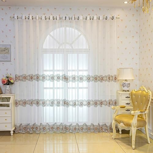 Voilage blanc perlé de haute qualité en polyester résistant 102x244 - 3