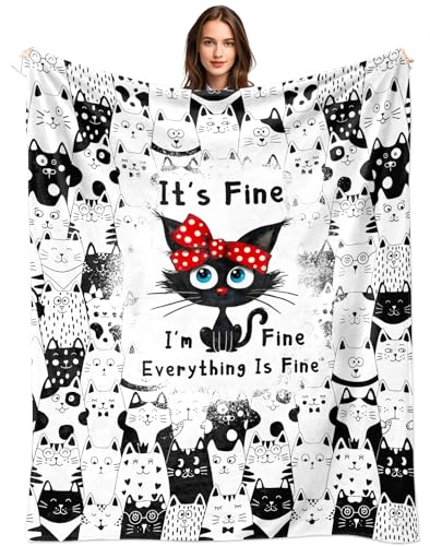 Cat Blanket Gifts for Cat Lover Soft Flannel Cats Throw Blanket Gifts for Women Cats Themed for Kids Adults 50