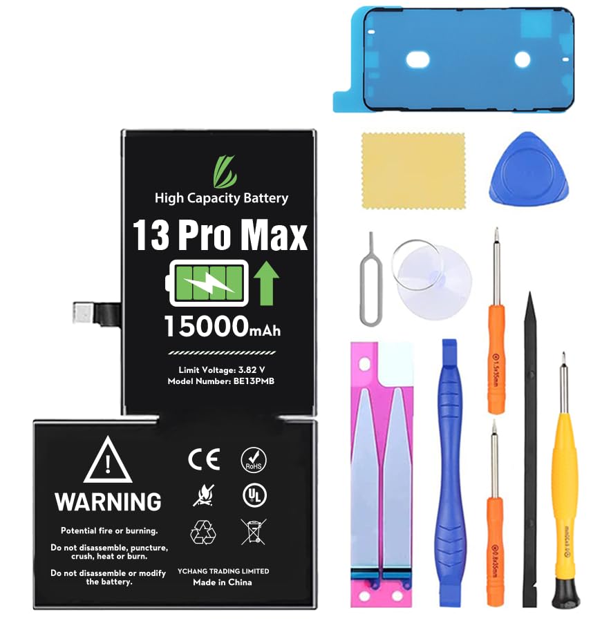 LL TRADER Battery for iPhone 13 Pro Max 24000 mAh High Capacity Replacement Battery for iPhone 13 Pro Max (A2484A2641A2644A2645A2643) with Full Set Repair Tool Kit USA NEW