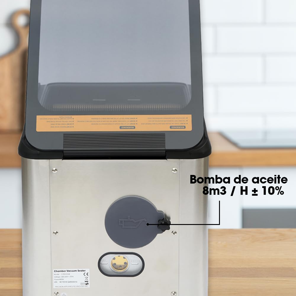 Vesta Precision Envasadora Profesional de Campana para Uso Intensivo y Envasado de Líquidos con 26cm Barra de Sellado, Bomba de Aceite 8 m³/h