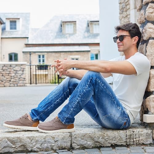 Image of ASITVO Men's Wide Canvas Loafers Slip on Boat Walking Shoes Casual Dress