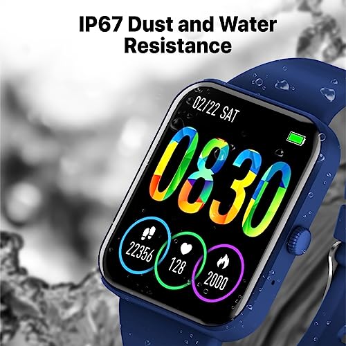 Image of Promate Xwatch-B18 Fitness Smart Watch, 1.8 inch Display Bluetooth Calling, IP67 Water Resistant, Voice Assistant, 15 Days Battery Life, 27 Sports Modes, Real-time HR Monitor, 100+ Watch Faces (Blue)