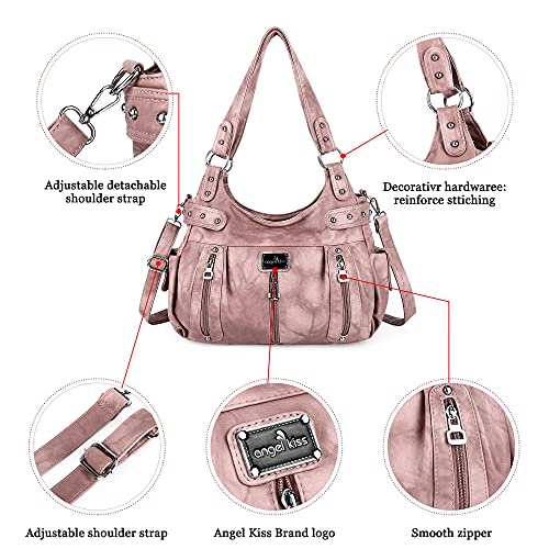 Image of Angel Kiss Large Purses and Handbags for Women Washed Faux Leather Crossbody Hobo Satchel Shoulder Handbag Tote Purse