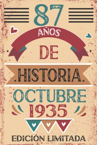 87 Años De Historia Octubre 1935: Libro de visitas, cuaderno, 110 páginas de felicitaciones, idea de regalo, regalo Para la esposa, novia, mujer, La madre