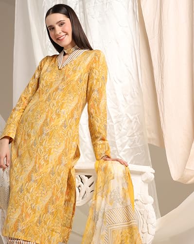 Image of DHRUVI TRENDZ Cotton Blend Kurta Set for Women | Kurta Set | Kurta Set for Women | Festive Kurta Set for Women | Regular Fit Kurta Set for Women