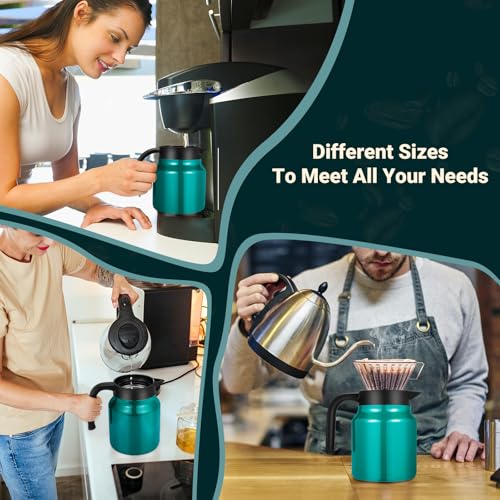 Image of Insulated Coffee Carafe, 34 oz, Keeps Hot for 12H, Agave Teal | Thermal Carafe, One-Hand Pour, Leakproof Lid, Anti-Slip Base for Personal Use