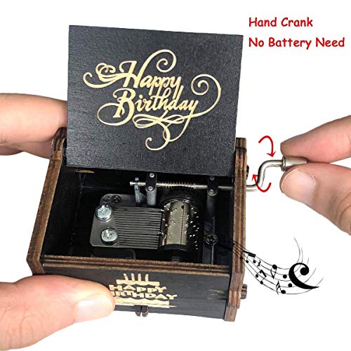 Image of Zesta Wooden Happy Birthday Music Box - Vintage Hand Crank Musical Gift for Men, Women, or Children