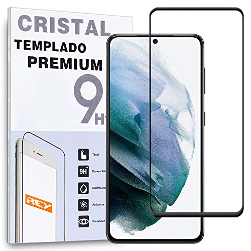 REY Protector de Pantalla Curvo para Samsung Galaxy S21 FE 5G, Negro, Cristal Vidrio Templado Premium, 3D / 4D / 5D, Anti Roturas