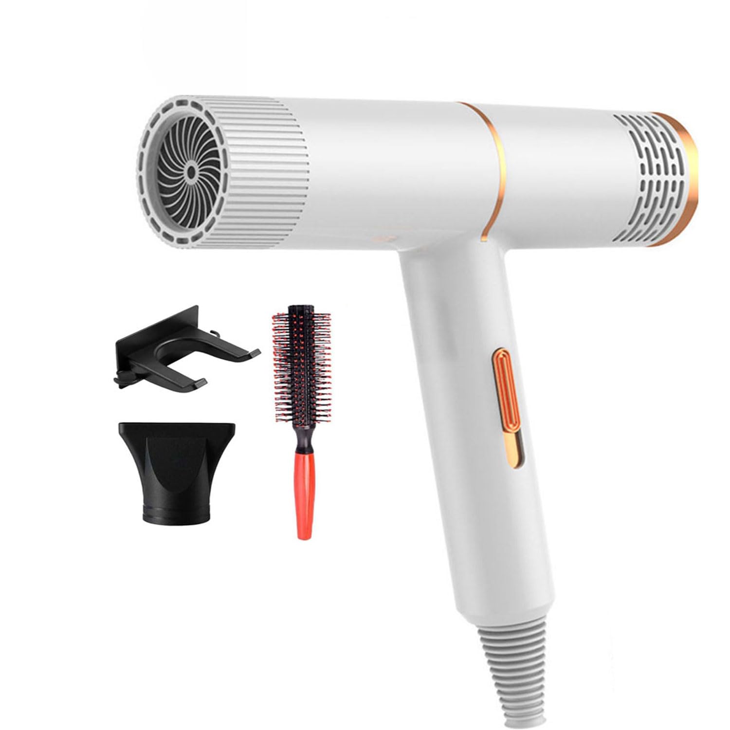 RR-INTL Electric Hair Dryer, 3 in 1 Multi-Color High-Power Electric Hair Dryer with Comb, Hair Dryer Hot Wind Comb Hair Salon Blowing Comb Ionic Hair Dryer 3 Wind Speeds 3 Temperature Settings (White)