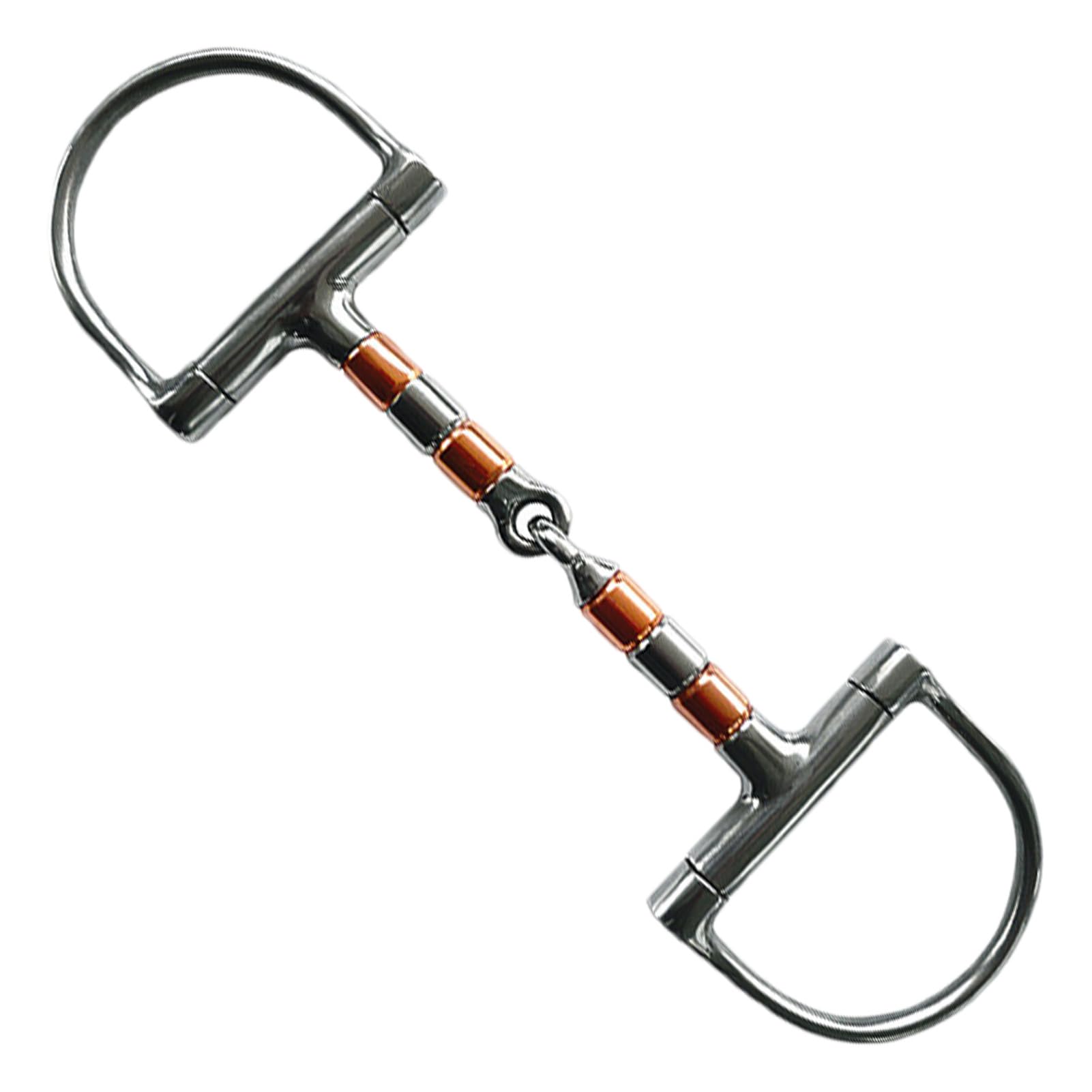 Morso per cavallo con anello a D | Morso per cavallo con bocca a rullo in rame - Morso per cavallo a snodo singolo, filetto con anello a D per forniture equestri