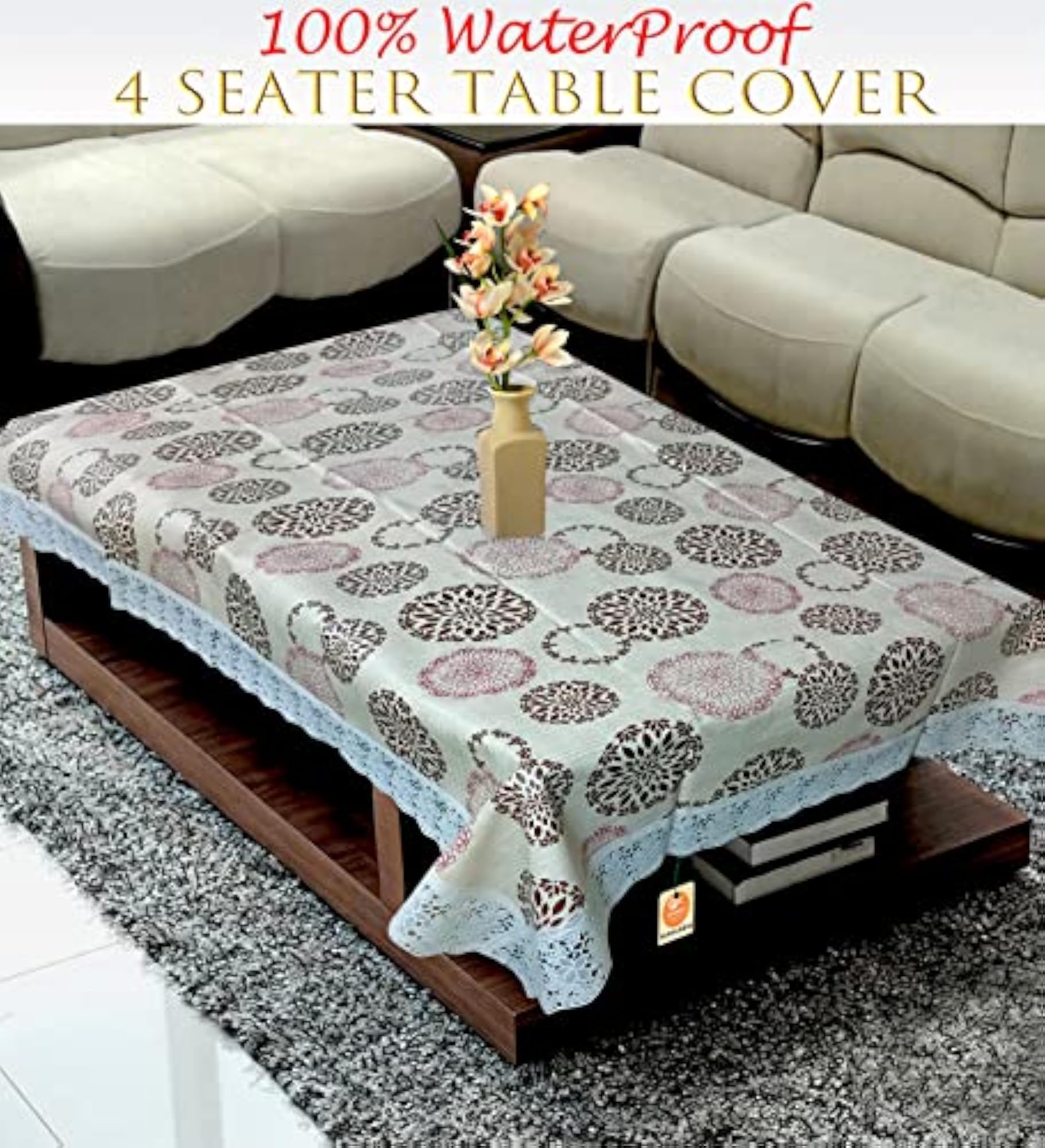 Waterproof Plastic Centre Table Cover for 4 Seater