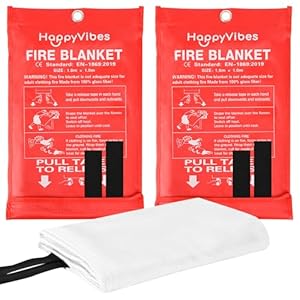Emergency Fire Blanket for Home – 2 Pack Fiberglass Fire Extinguishing Blanket 40×40 Inches – Fire Blankets Emergency for Home, Kitchen, School, Office, Car, and Grill (Pack of 2)