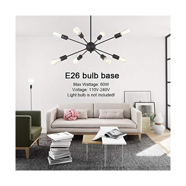 VINLUZ Chandelier Lighting Ceiling Light Sputnik Chandelier Pendant Lighting Industrial Lighting 8 Light Sputnik Ceiling Light Flush Mount Ceiling Light - Image 3