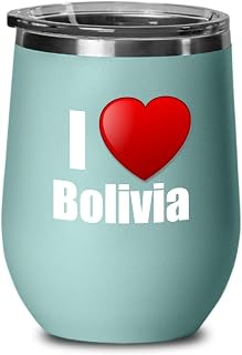 I Love Bolivia Wine Glass Saying Funny Gift Idea For Country Lover Pride Novelty Gag Coffee Tea Cup Teal