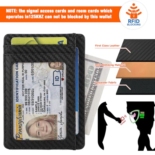 Image of GH GOLD HORSE Slim RFID Blocking Card Holder Minimalist Leather Front Pocket Wallet for Women | Slim