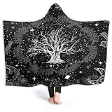 Tree Sun Moon Galaxy Space Wearable Hooded Blanket Cape for Adult Christmas Birthday Snuggies Gifts...