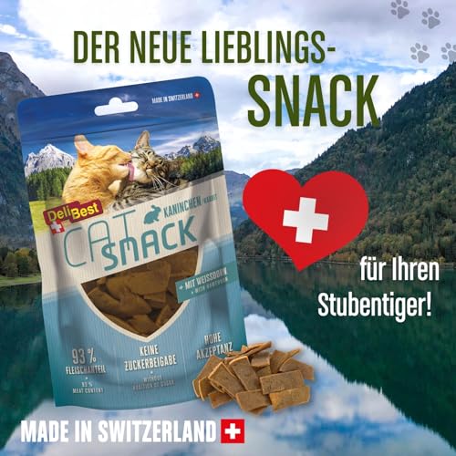 DeliBest Cat Snack aus Kaninchen mit Weissdorn/Katzen Leckerlies getreidefrei/Katzen Snack ünterstützt Herz-Kreislauf-Funktionen, fettarm und proteinreiches Fleisch / 45g