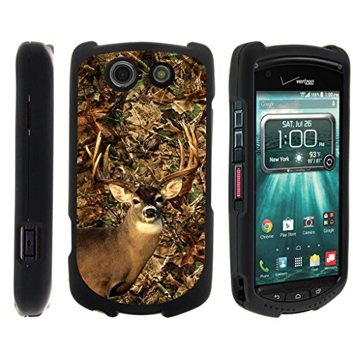 MINITURTLE Compatible with Kyocera Brigadier Case, Brigadier E6782 Shell Case [Snap Shell] Hard Plastic Protector w/Non Slip Matte Coating Deer Hunting Leaves